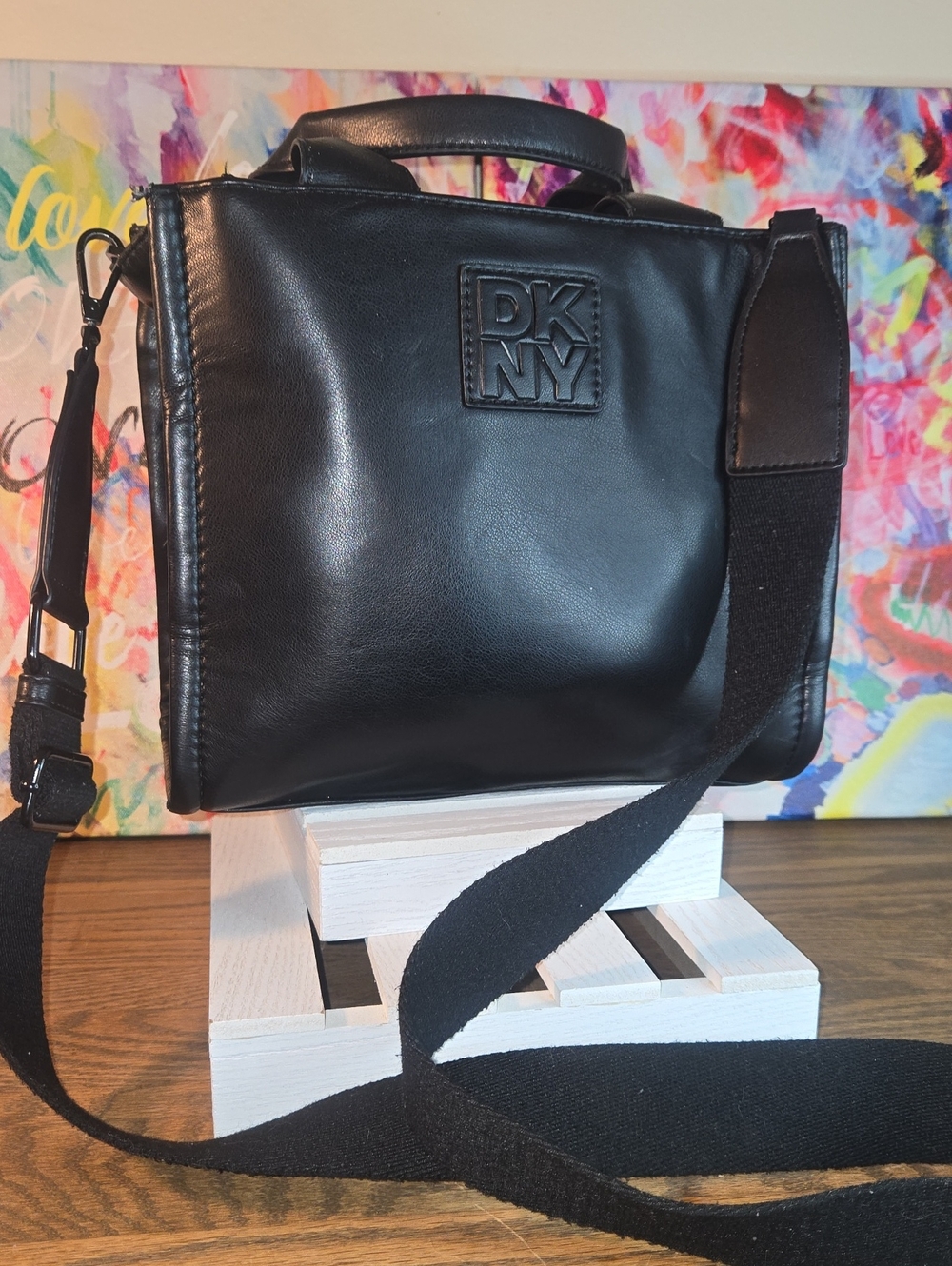 DKNY Black Leather Crossbody Bag